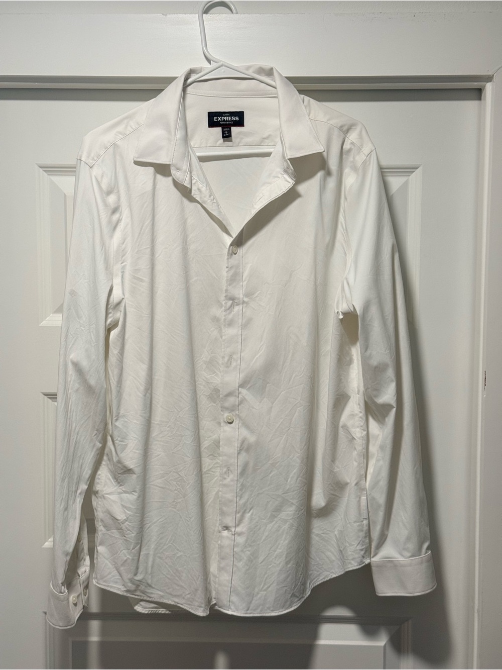 Express Men's White Button-Front Dress Shirt